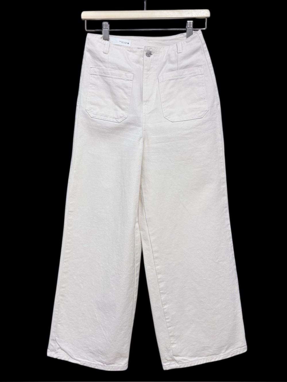 New Zara Wide-Leg High Rise Trendy Jeans in Ecru White Women Size 4 US